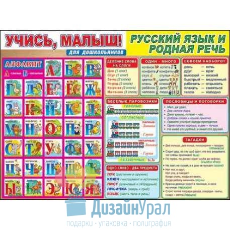 Плакат А2 Учись, малыш! Русский язык и родная речь 596х440 10 экз. 0800555