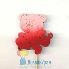 Топпер из дерева Люблю Мишка Медведь Окрашенный 111-302kr-004