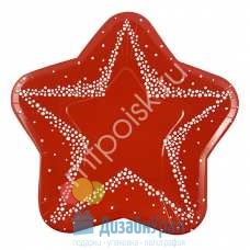 Y 25см Тарелки-Звезды бумажные ламинированные Красные 6шт 4690296068363 Китай